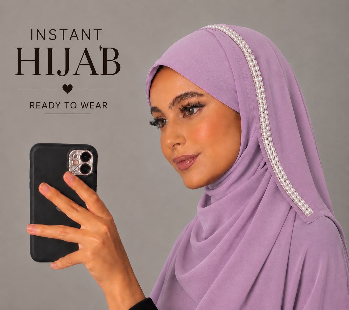 Lavender Pearl Chiffon Instant Hijab
