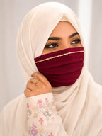 Premium Chiffon Pleated Designer Niqab with Sparkling Crystal Stone Trim mask