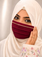 Premium Chiffon Pleated Designer Niqab with Sparkling Crystal Stone Trim mask