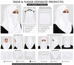 Product Description – White Georgette Hijab with White Half Nose Piece