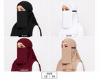 Premium Plain Georgette Half Elastic Naqab for Women | Lightweight & Breathable | Full Coverage Face Veil | Size 12 & 14 | Black, White, Maroon & Beige