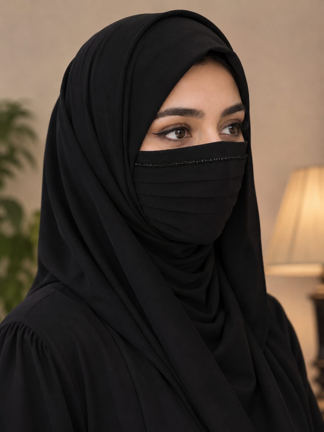 Prtemium Elegant Chiffon Pleated Niqab Mask