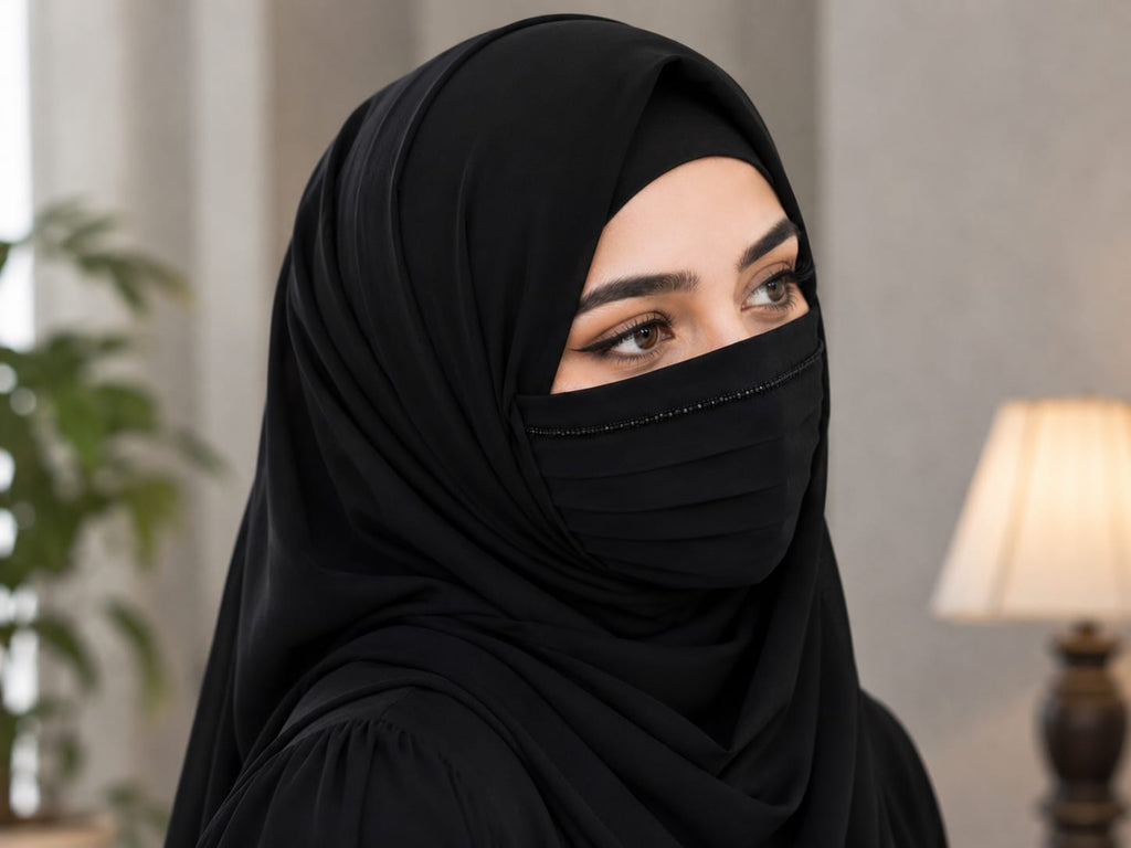 Prtemium Elegant Chiffon Pleated Niqab Mask