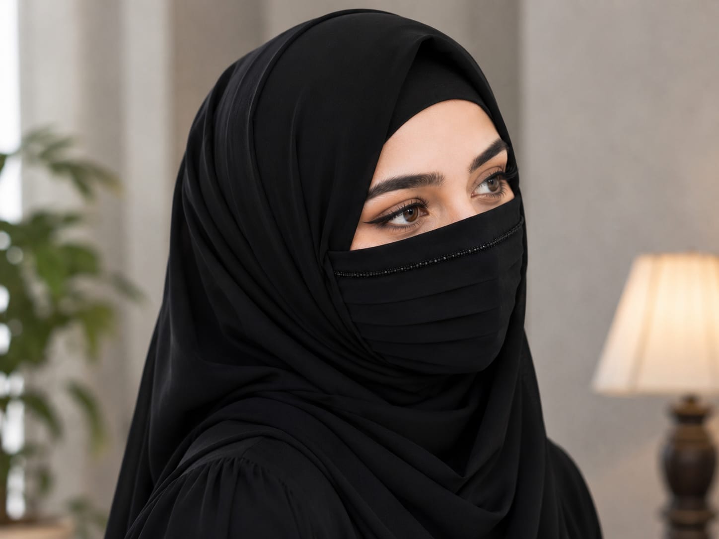 Prtemium Elegant Chiffon Pleated Niqab Mask