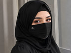 Elegant Chiffon Pleated Niqab Mask with Crystal Flower Brooch