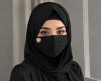 Elegant Chiffon Pleated Niqab Mask with Heart Pearl Brooch