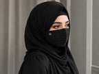 Elegant Chiffon Pleated Niqab Mask with Pearl & Crystal Flower Brooch