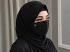 Elegant Chiffon Pleated Niqab Mask with Pearl & Crystal Flower Brooch
