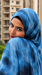 Cloud Marble Pinterest Print Chiffon Georgette Hijab for Women | Premium Soft Lightweight & Breathable Chiffon Fabric | Aesthetic Marble Cloud Printed Long Hijab Scarf | Trendy Muslim Hijab for Daily Wear & Party | 185 cm × 75 cm