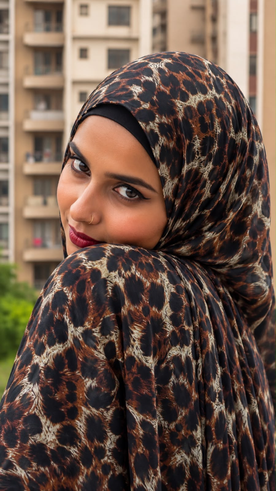 Cat Print Pinterest Inspired Chiffon Georgette Hijab for Women | Premium Soft Lightweight & Breathable Chiffon Georgette Fabric | Brown Black Animal Cat Pattern Printed Long Hijab Scarf 185 cm × 75 cm