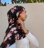 Black Rust Marble Print Pinterest Inspired Chiffon Georgette Hijab for Women | Premium Soft Lightweight & Breathable Chiffon Georgette Fabric | Black Rust White Abstract Marble Printed Long Hijab Scarf | Daily Wear & Party | 185 cm × 75 cm
