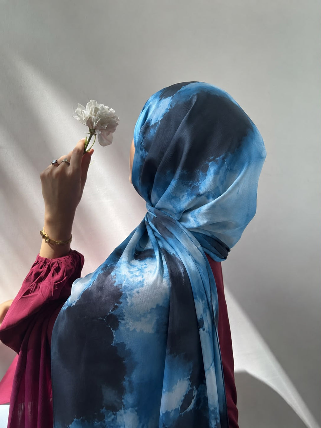 Cloud Marble Pinterest Print Chiffon Georgette Hijab for Women | Premium Soft Lightweight & Breathable Chiffon Fabric | Aesthetic Marble Cloud Printed Long Hijab Scarf | Trendy Muslim Hijab for Daily Wear & Party | 185 cm × 75 cm