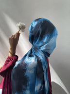Cloud Marble Pinterest Print Chiffon Georgette Hijab for Women | Premium Soft Lightweight & Breathable Chiffon Fabric | Aesthetic Marble Cloud Printed Long Hijab Scarf | Trendy Muslim Hijab for Daily Wear & Party | 185 cm × 75 cm