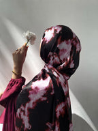 Black Rust Marble Print Pinterest Inspired Chiffon Georgette Hijab for Women | Premium Soft Lightweight & Breathable Chiffon Georgette Fabric | Black Rust White Abstract Marble Printed Long Hijab Scarf | Daily Wear & Party | 185 cm × 75 cm