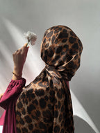 Cat Print Pinterest Inspired Chiffon Georgette Hijab for Women | Premium Soft Lightweight & Breathable Chiffon Georgette Fabric | Brown Black Animal Cat Pattern Printed Long Hijab Scarf 185 cm × 75 cm