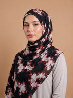 Black Rust Marble Print Pinterest Inspired Chiffon Georgette Hijab for Women | Premium Soft Lightweight & Breathable Chiffon Georgette Fabric | Black Rust White Abstract Marble Printed Long Hijab Scarf | Daily Wear & Party | 185 cm × 75 cm