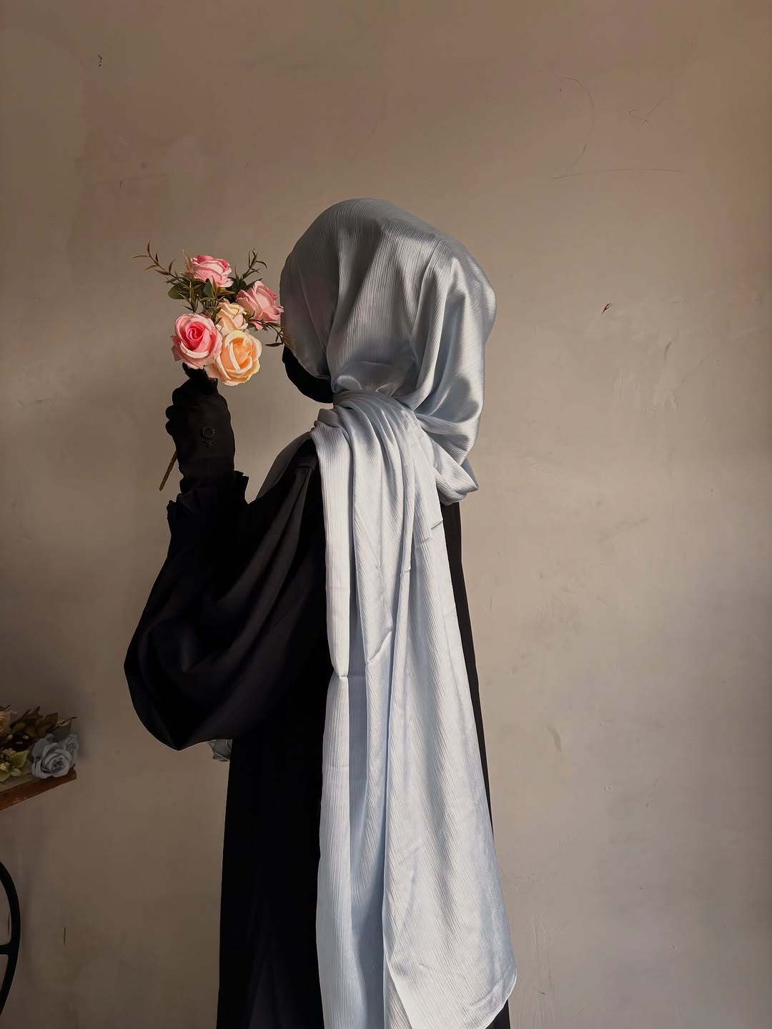 premium munna satin hijab silver