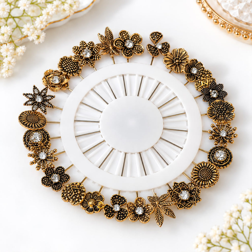 Premium Gold Flower 30 Pins Set