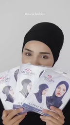 Women's Ninja Black Jersey Cap, Under Female Scarf Neck Covering Hijab Tube Cap