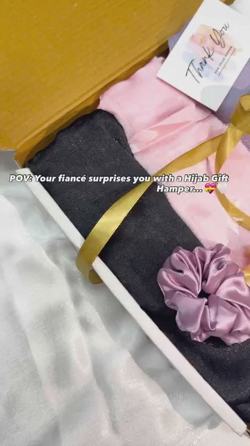 Premium Munna satin georgette Hijab Gift Hamper Set | Hijabs, Scrunchies, Hijab Pins Gift Box