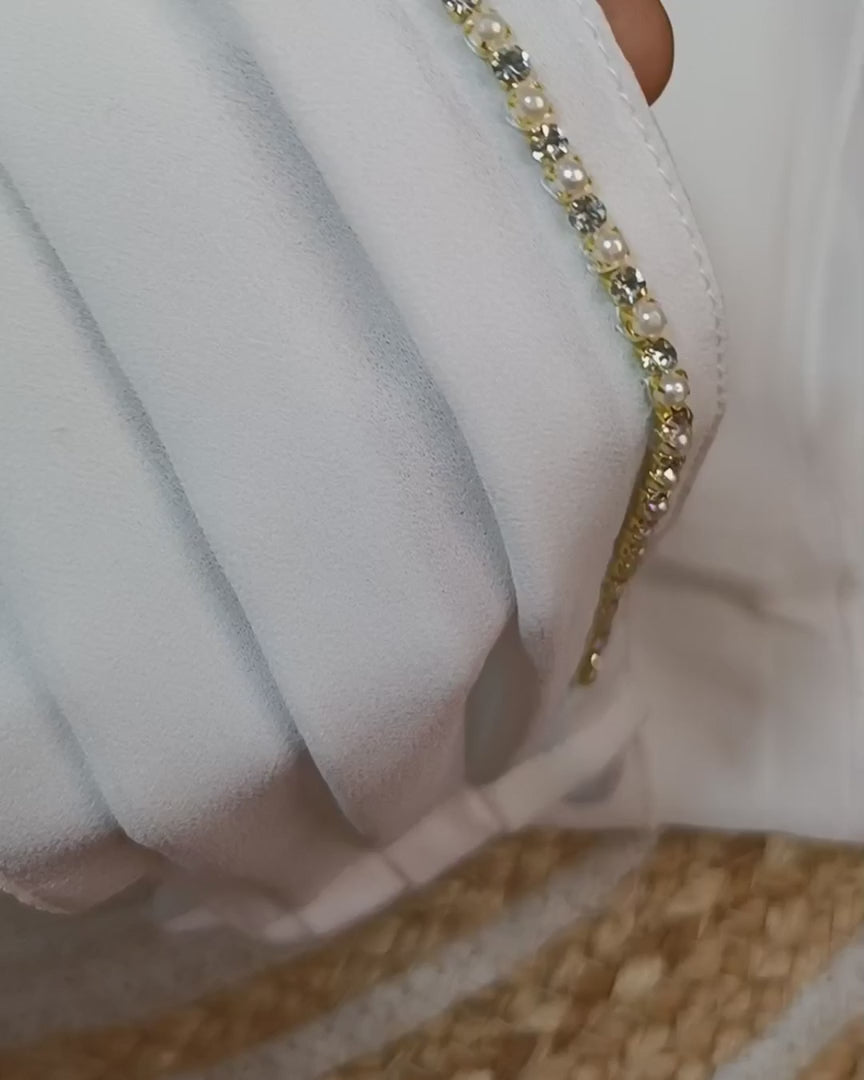 White Pearl Handwork Premium Hijab Friendly Mask