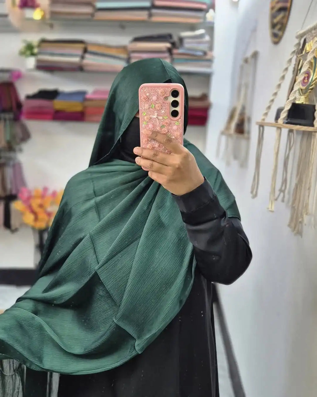 Muna Satin Black Bottle Green