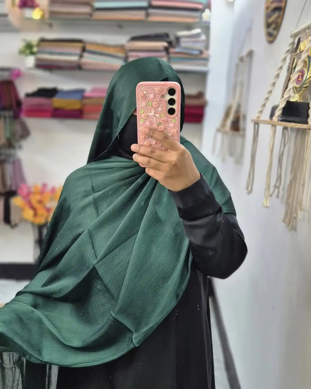 Muna Satin Black Bottle Green